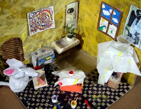 vue en plongée de la cuisine